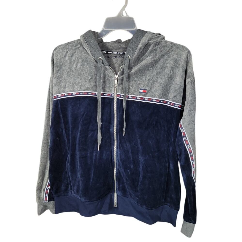 Tommy Hilfiger Sport velour full zip hoodie NWT women's large
